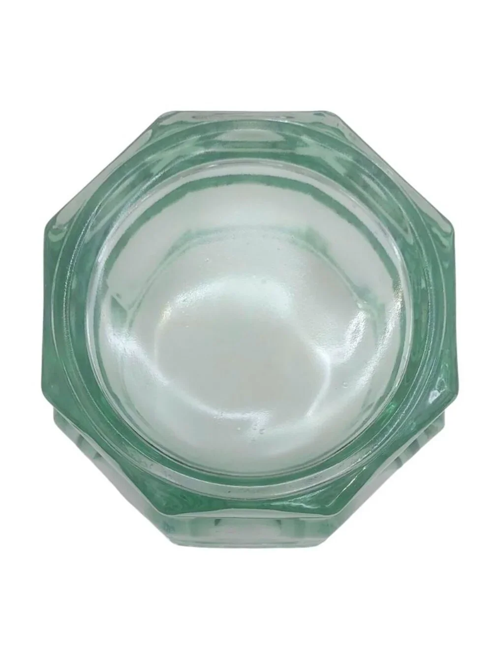 Indiana Glass Candy Dish Light Green Octagonal Concord MCM Art Deco Vintage